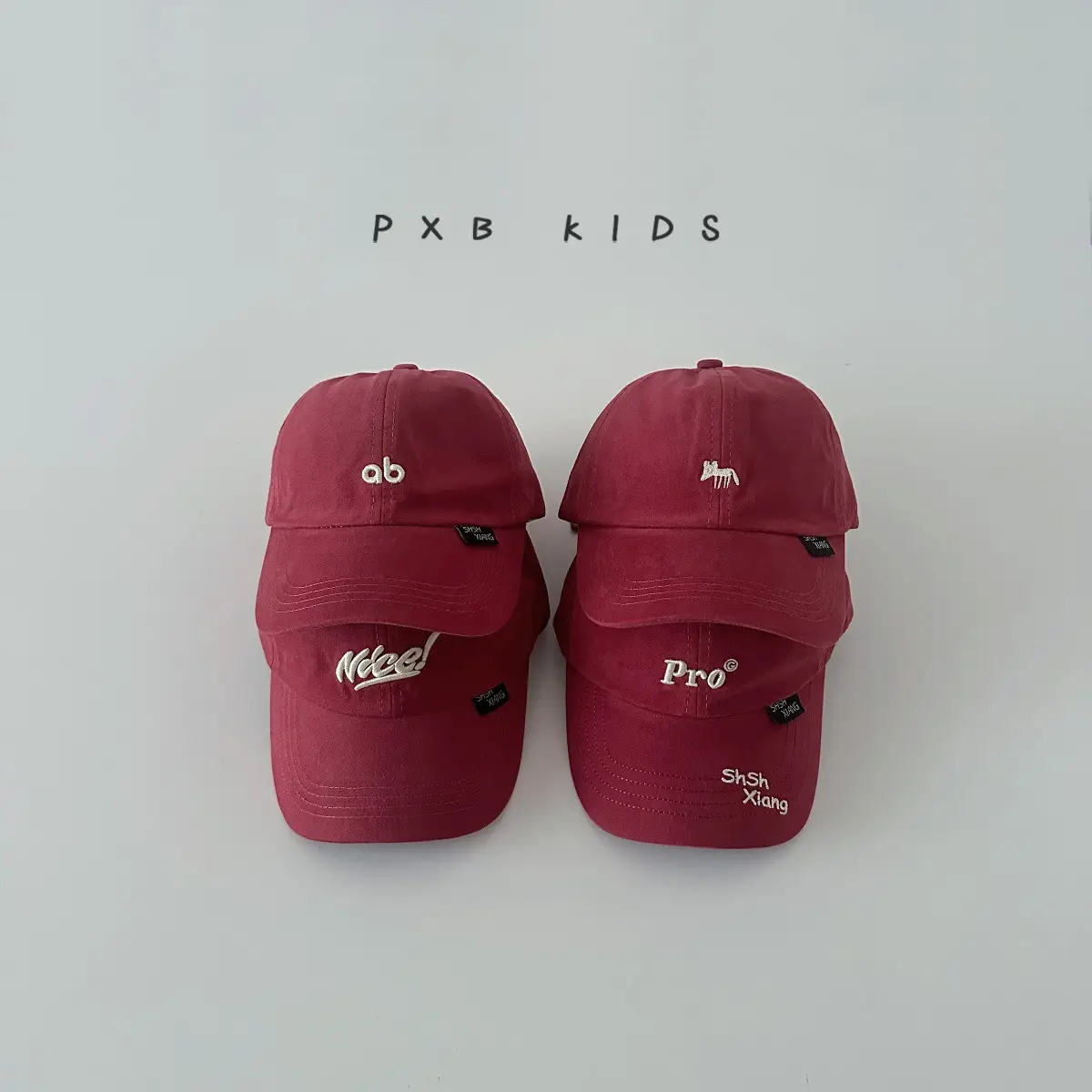 Burgundy Embroidered Baseball Cap for Kids Spring Autumn - Image 6