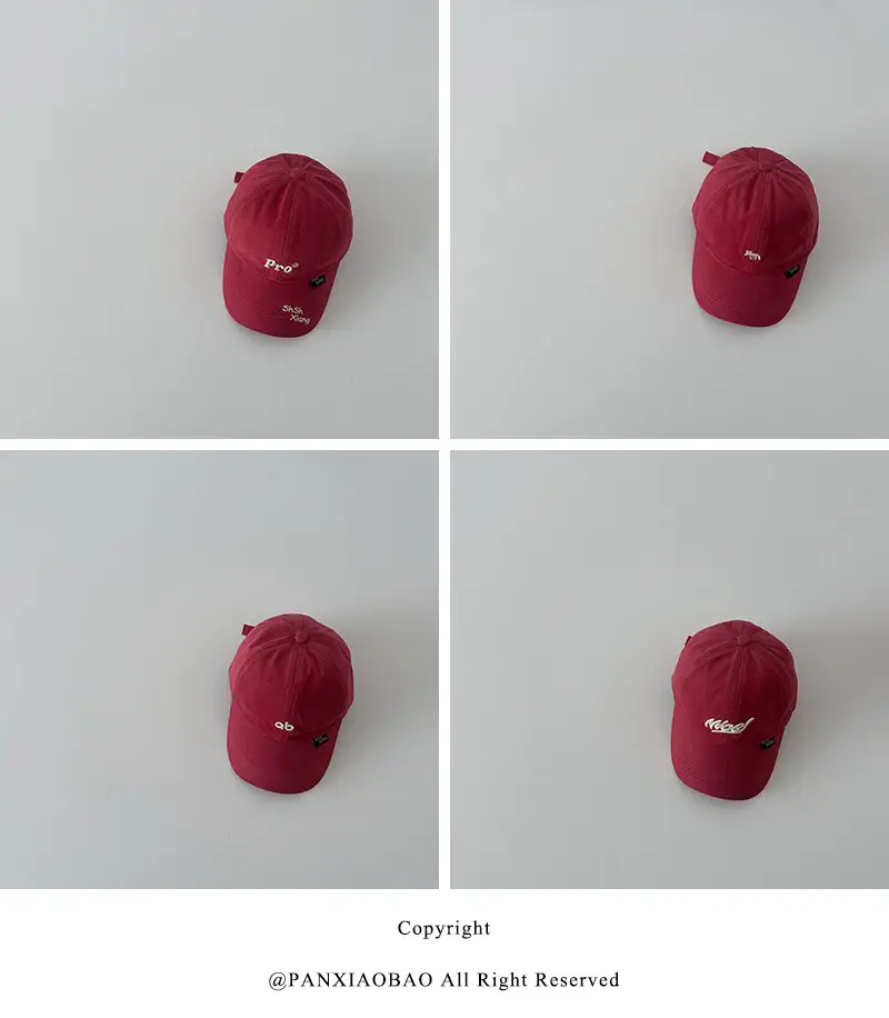 Burgundy Embroidered Baseball Cap for Kids Spring Autumn — feature 11