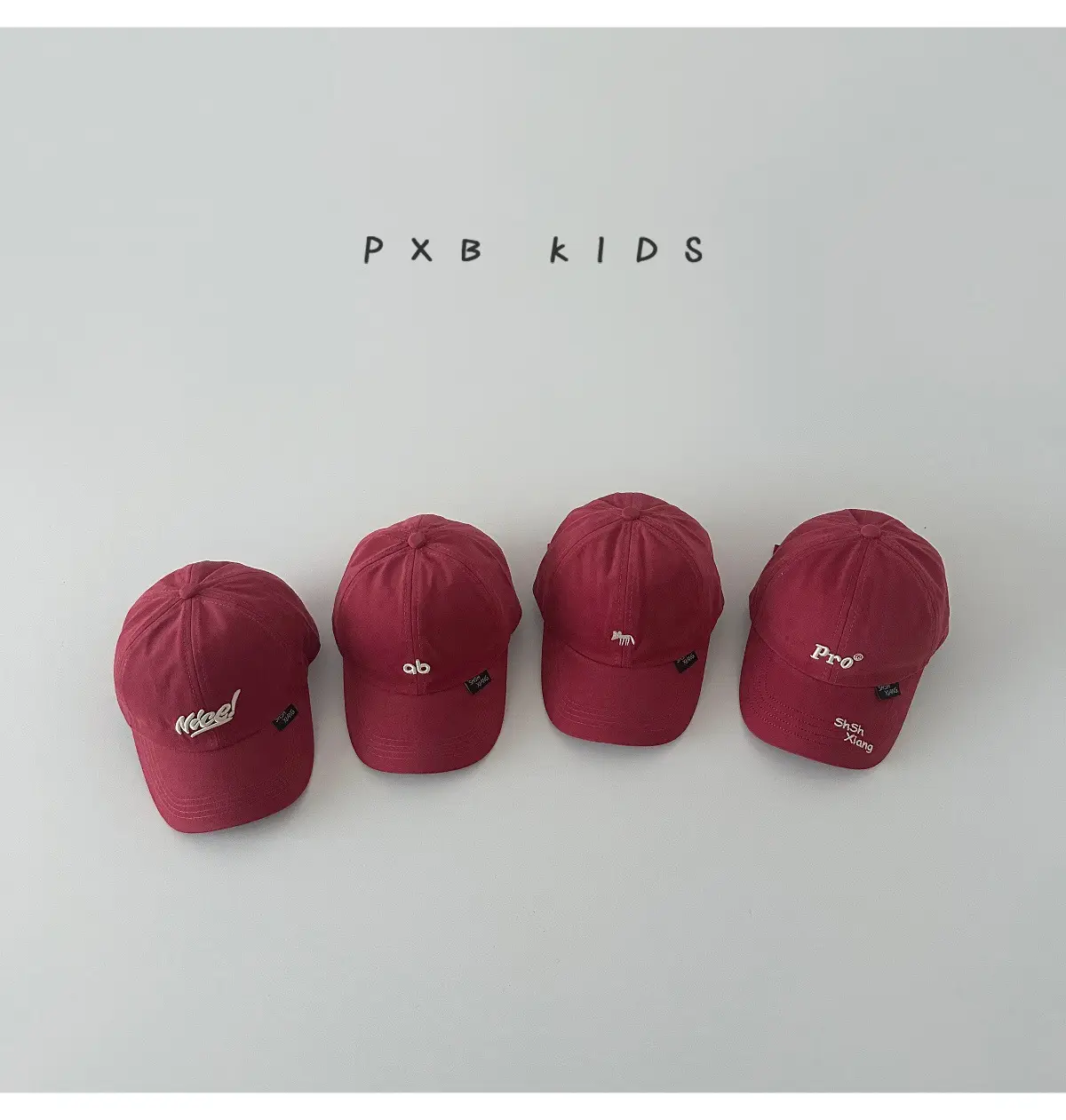 Burgundy Embroidered Baseball Cap for Kids Spring Autumn — feature 2