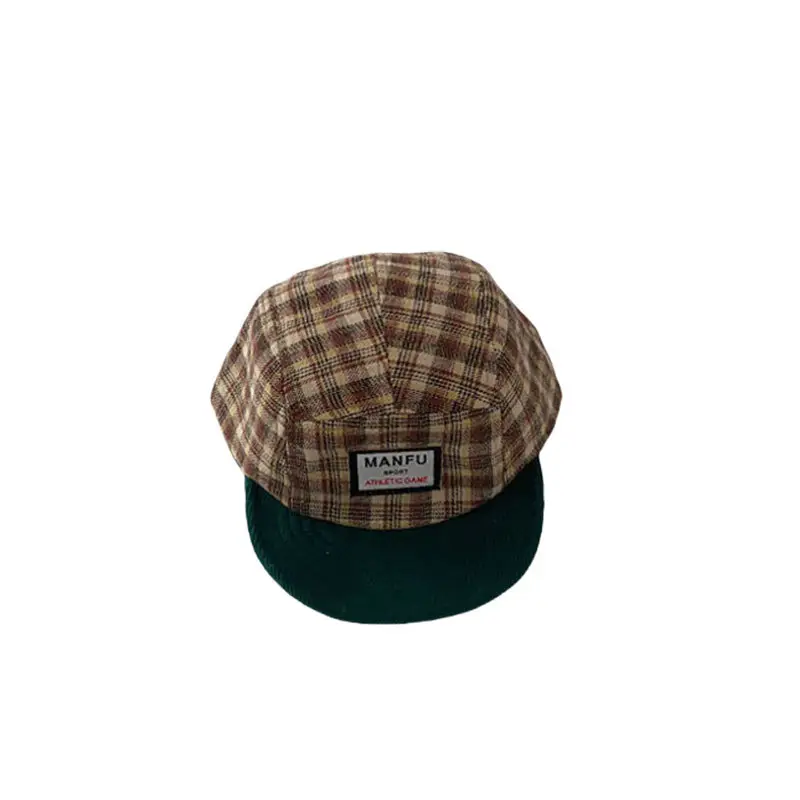 Children's Plaid Sun Hat with Blue Bristles - Image 11