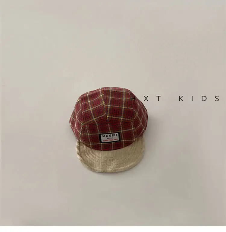 Children's Plaid Sun Hat with Blue Bristles — feature 5