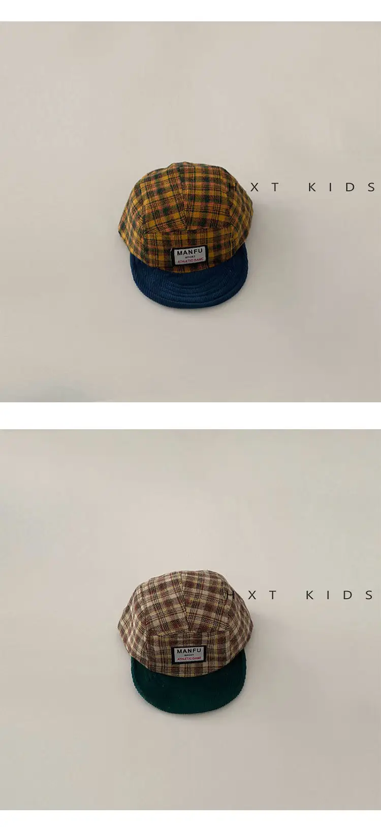 Children's Plaid Sun Hat with Blue Bristles — feature 6