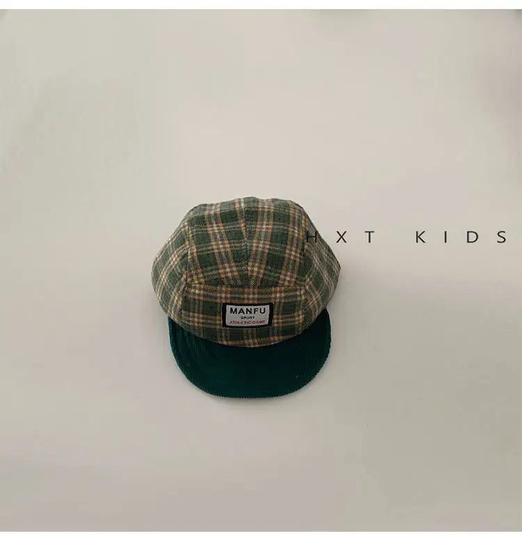 Children's Plaid Sun Hat with Blue Bristles — feature 7