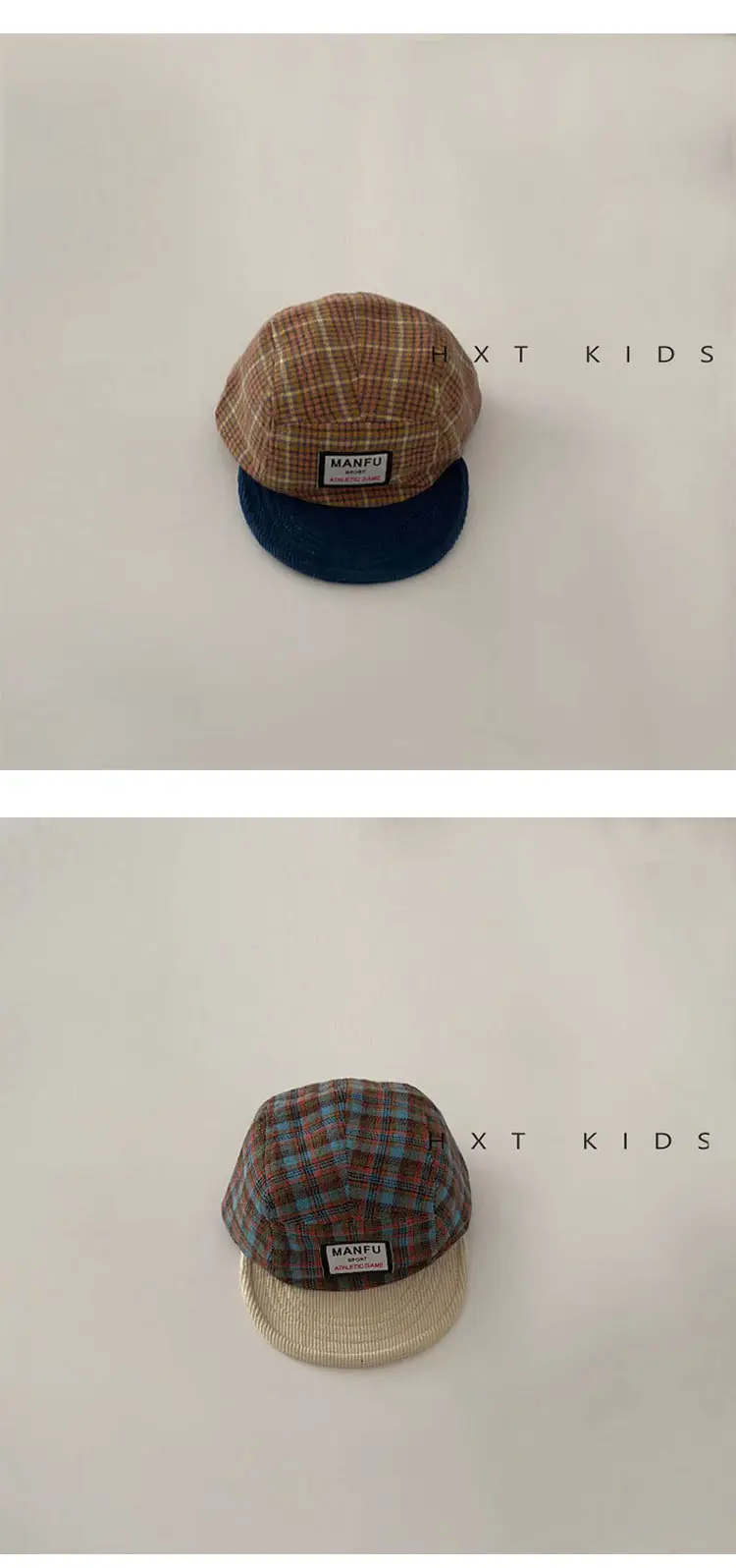 Children's Plaid Sun Hat with Blue Bristles — feature 8