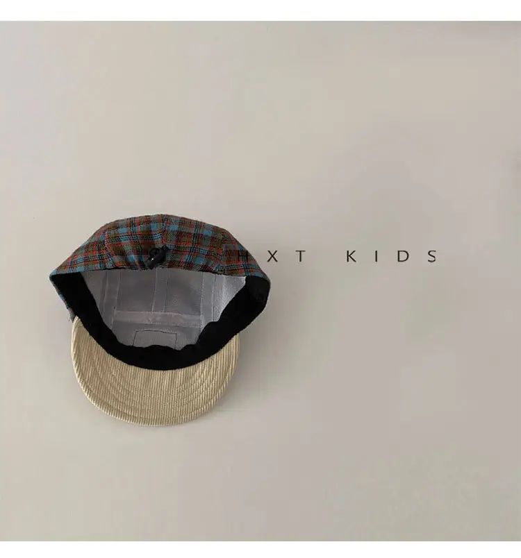 Children's Plaid Sun Hat with Blue Bristles — feature 9