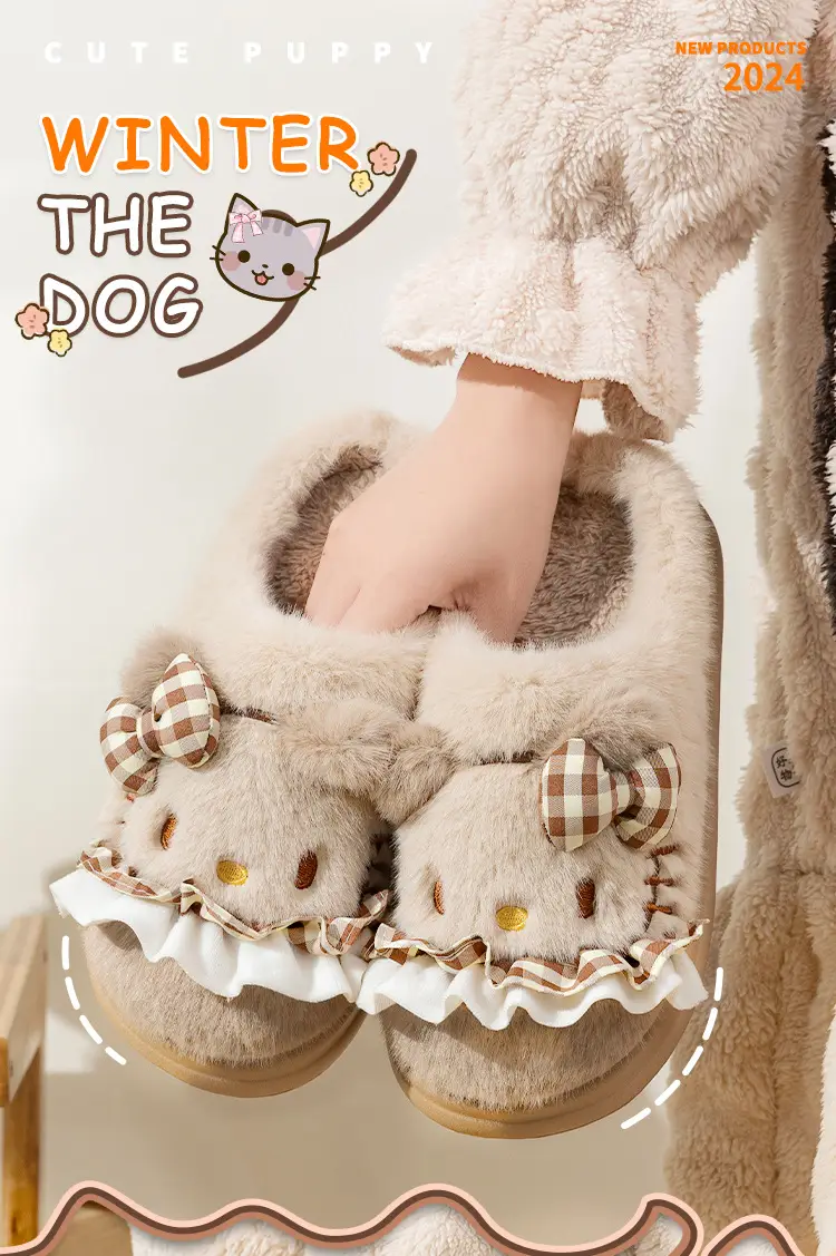 Cute Pink Kitten Cotton Slippers for Women Winter 2024 — feature 1