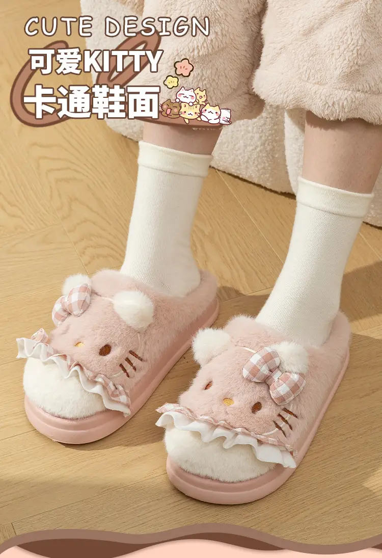 Cute Pink Kitten Cotton Slippers for Women Winter 2024 — feature 10