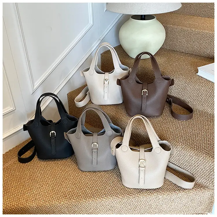 White Leather Bucket Tote Bag for Women — feature 10