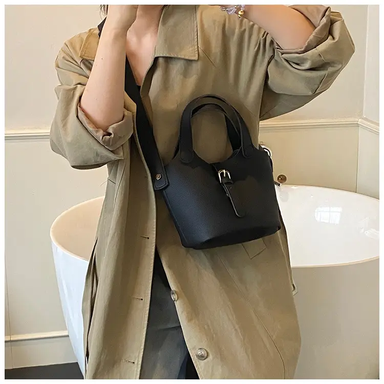 White Leather Bucket Tote Bag for Women — feature 17
