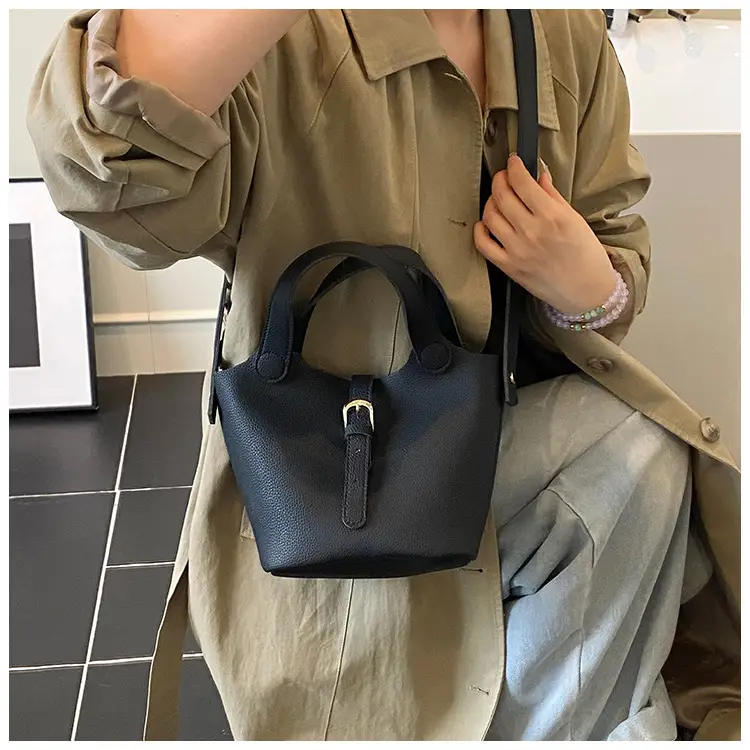 White Leather Bucket Tote Bag for Women — feature 18