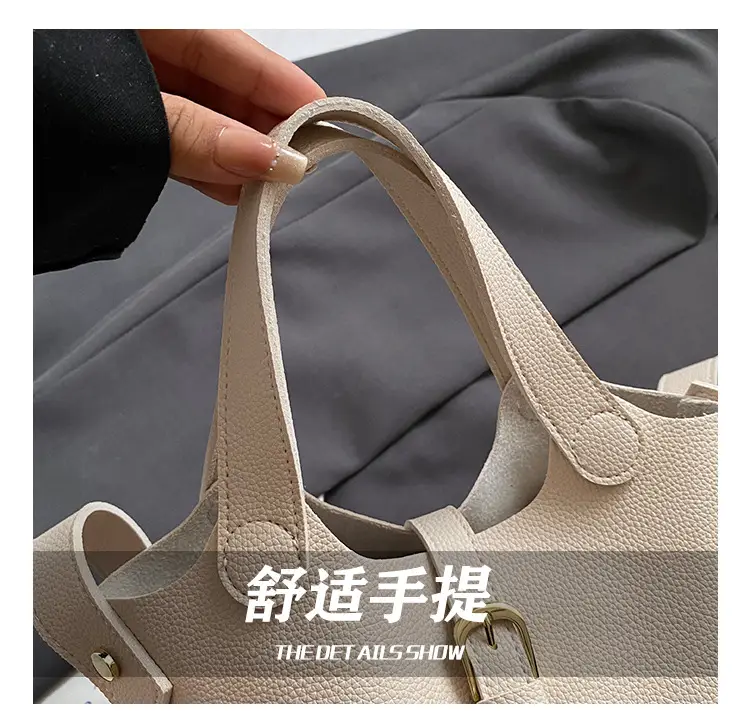 White Leather Bucket Tote Bag for Women — feature 8