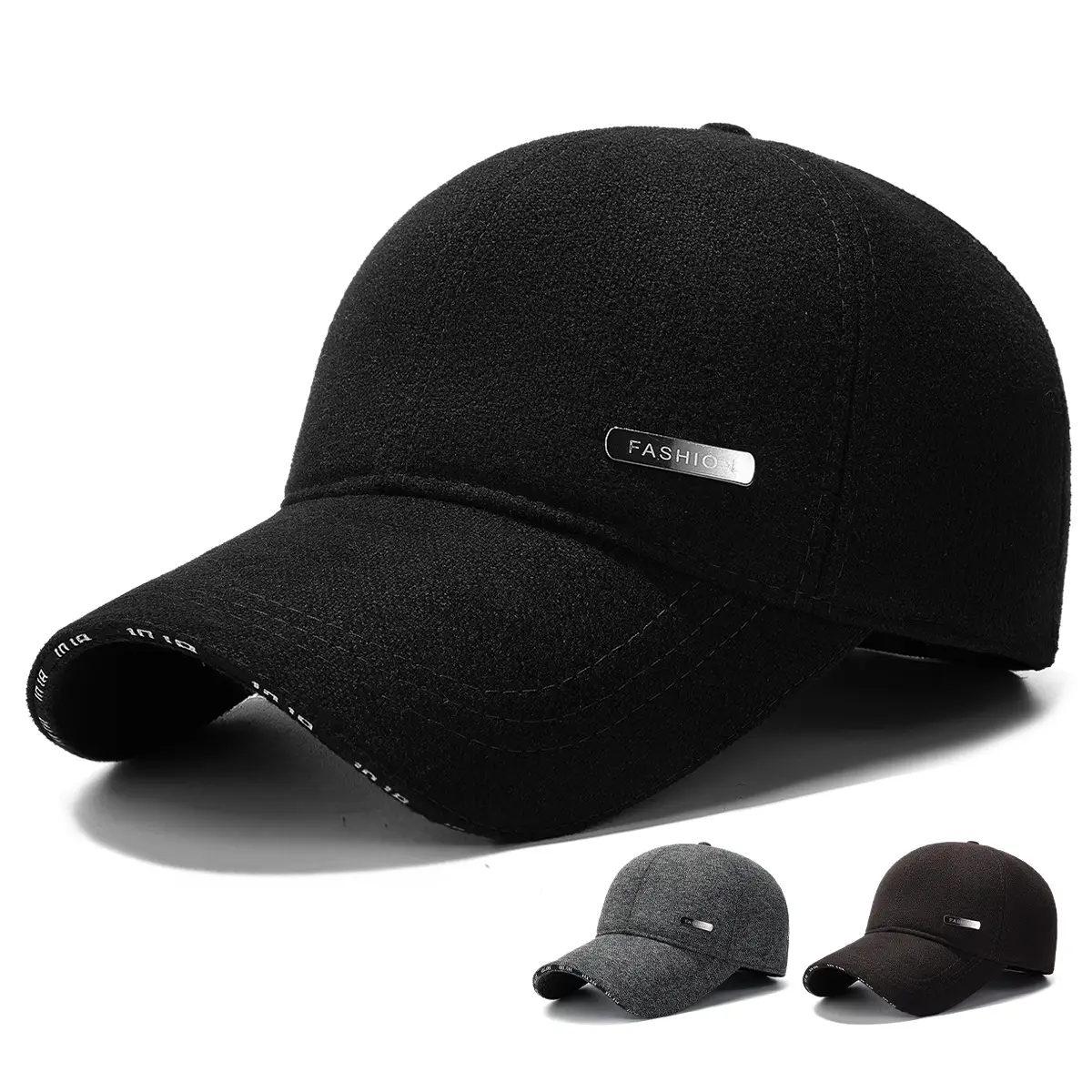 Men's Black Velvet Windproof Cap with Ear Protection - Image 4