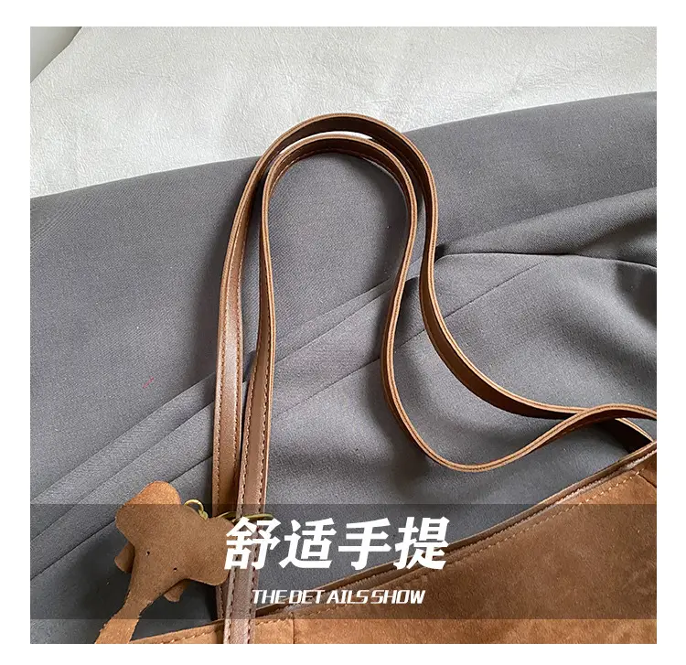 Frosted Women's Large Capacity Shoulder Bag Brown — feature 6