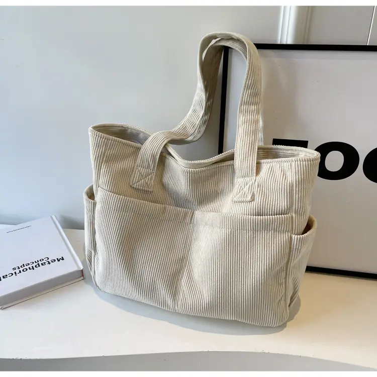 Black Canvas Shoulder Bag Large Capacity Casual Tote — feature 10
