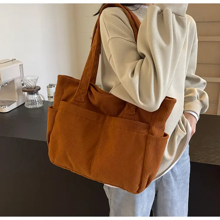 Black Canvas Shoulder Bag Large Capacity Casual Tote — feature 27