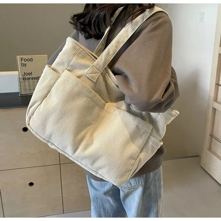 Black Canvas Shoulder Bag Large Capacity Casual Tote — feature 31