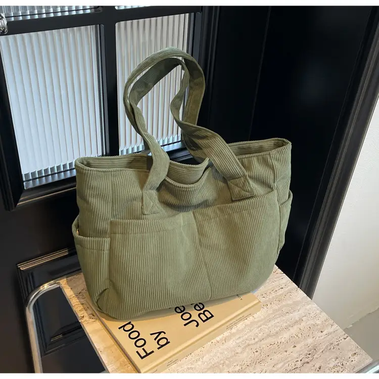 Black Canvas Shoulder Bag Large Capacity Casual Tote - Image 3