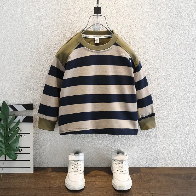 Boys Striped Embroidered T-Shirt Korean Style - Image 3