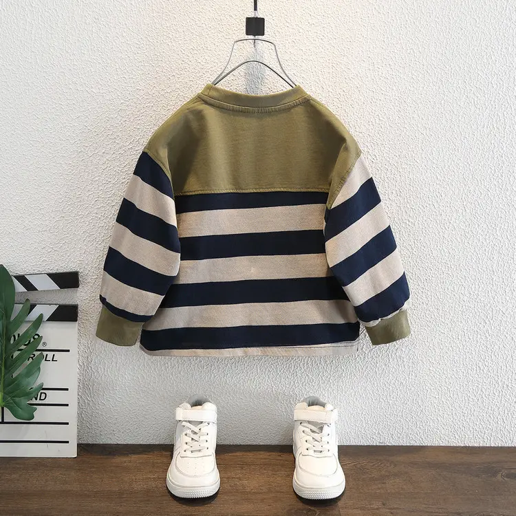 Boys Striped Embroidered T-Shirt Korean Style - Image 4