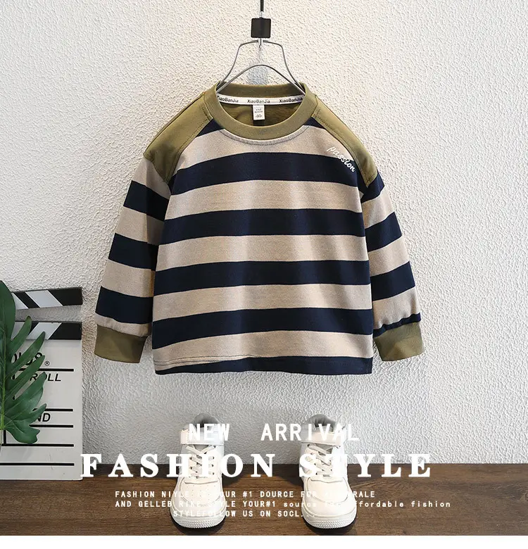 Boys Striped Embroidered T-Shirt Korean Style — feature 1