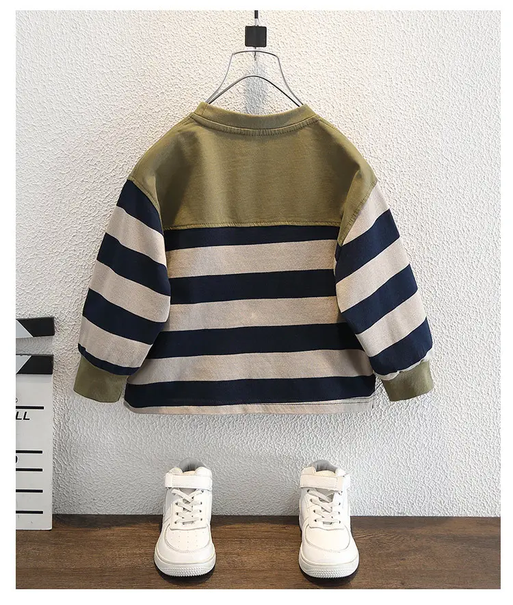 Boys Striped Embroidered T-Shirt Korean Style — feature 10