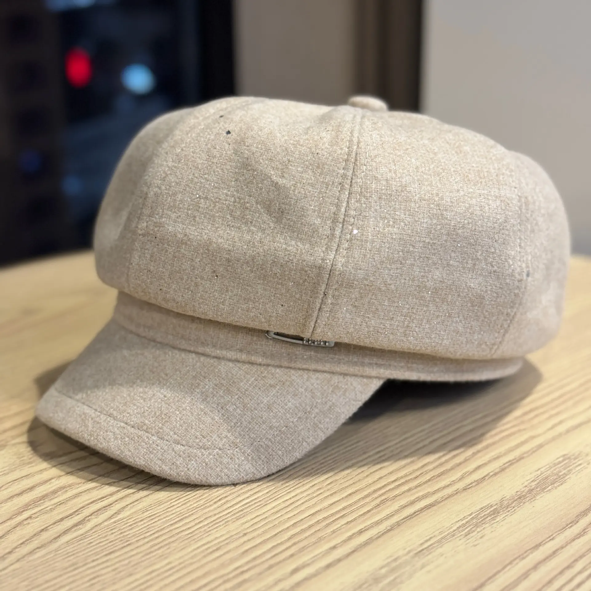 Women Woolen Retro Newsboy Cap Beige Small Face Effect - Image 2