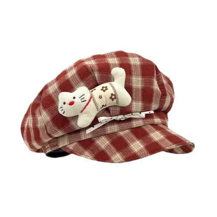 New Cartoon Kitten Bow Baseball Cap Large Head Circumference Sunshade Face-Covering - Image 8