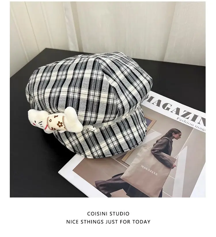 New Cartoon Kitten Bow Baseball Cap Large Head Circumference Sunshade Face-Covering — feature 4