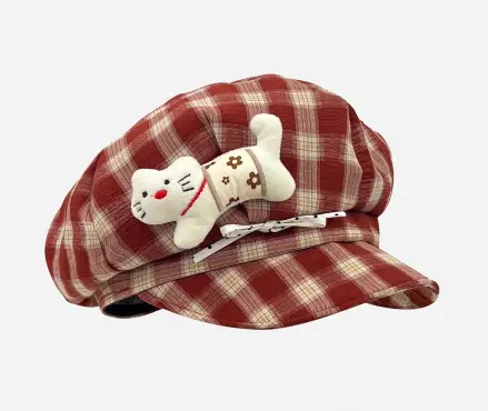 New Cartoon Kitten Bow Baseball Cap Large Head Circumference Sunshade Face-Covering — feature 5