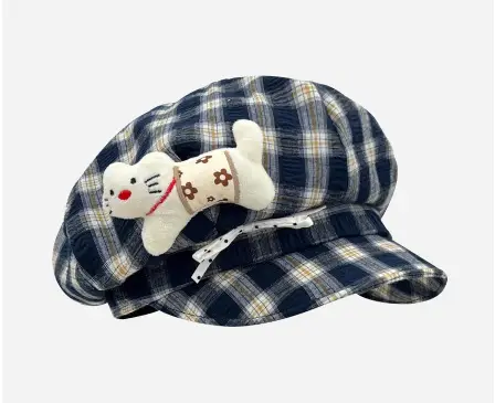 New Cartoon Kitten Bow Baseball Cap Large Head Circumference Sunshade Face-Covering — feature 6