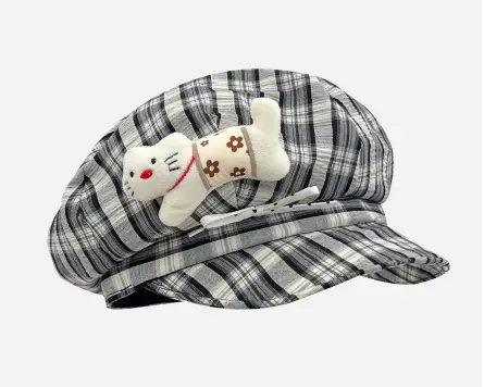 New Cartoon Kitten Bow Baseball Cap Large Head Circumference Sunshade Face-Covering — feature 7