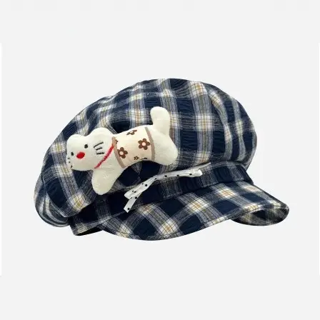 New Cartoon Kitten Bow Baseball Cap Large Head Circumference Sunshade Face-Covering - Image 2