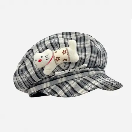 New Cartoon Kitten Bow Baseball Cap Large Head Circumference Sunshade Face-Covering - Image 3