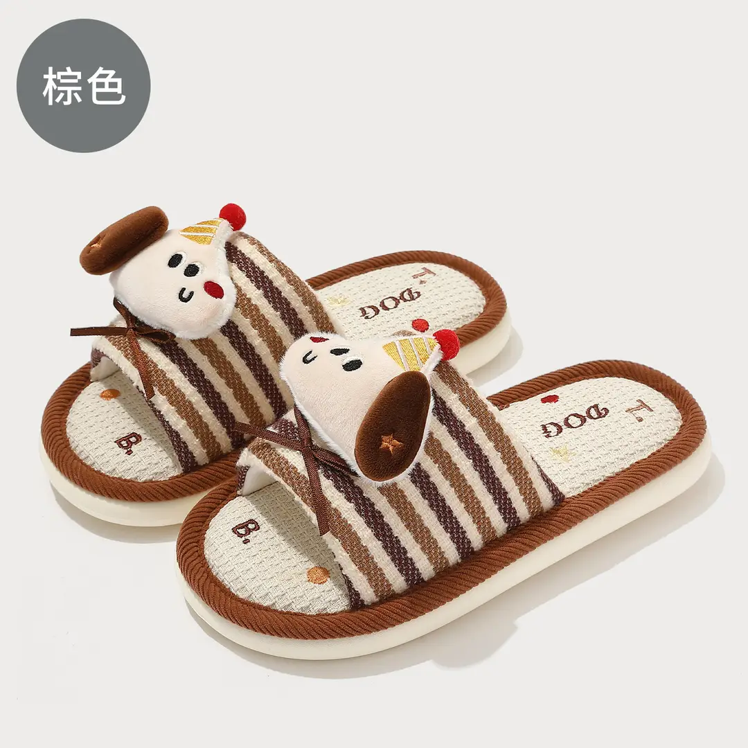 Linen Slippers for Women, Sweat-Absorbent Home Cotton Slippers, Women's Indoor Cotton Slippers, Non-Slip, Wear-Resistant, Furry Slippers, Autumn and Winter Wholesale - Image 7