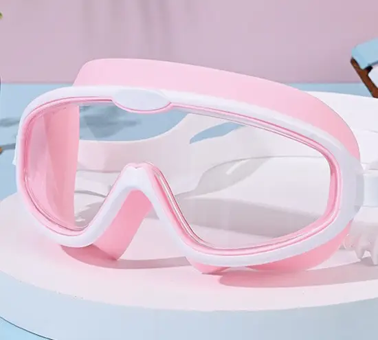 Children's Swimming Goggles Waterproof and Anti-Fog High-Definition Goggles for Boys and Girls Diving and Swimming Cap Equipment Large Frame Mirror