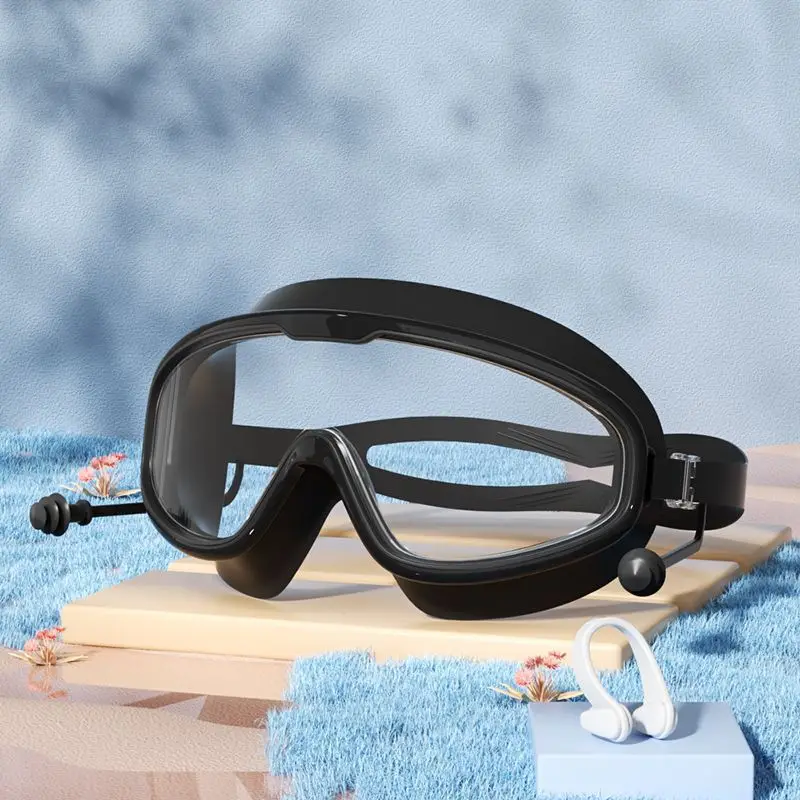 Children's Swimming Goggles Waterproof and Anti-Fog High-Definition Goggles for Boys and Girls Diving and Swimming Cap Equipment Large Frame Mirror
