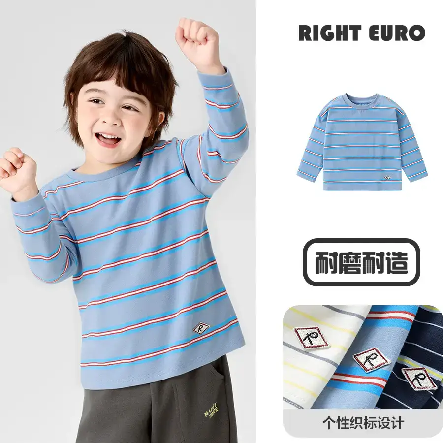 Right European Boys Striped Long Sleeve T-Shirt Autumn Wear - Image 4