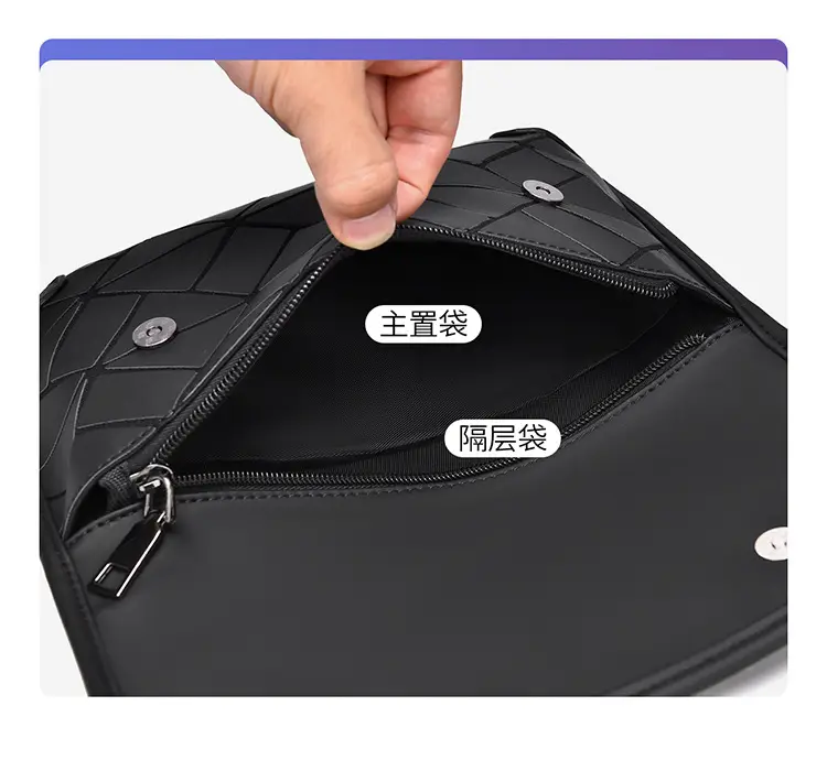 Men's Black Quilted Crossbody Bag Water-Repellent Business Commuting — feature 10