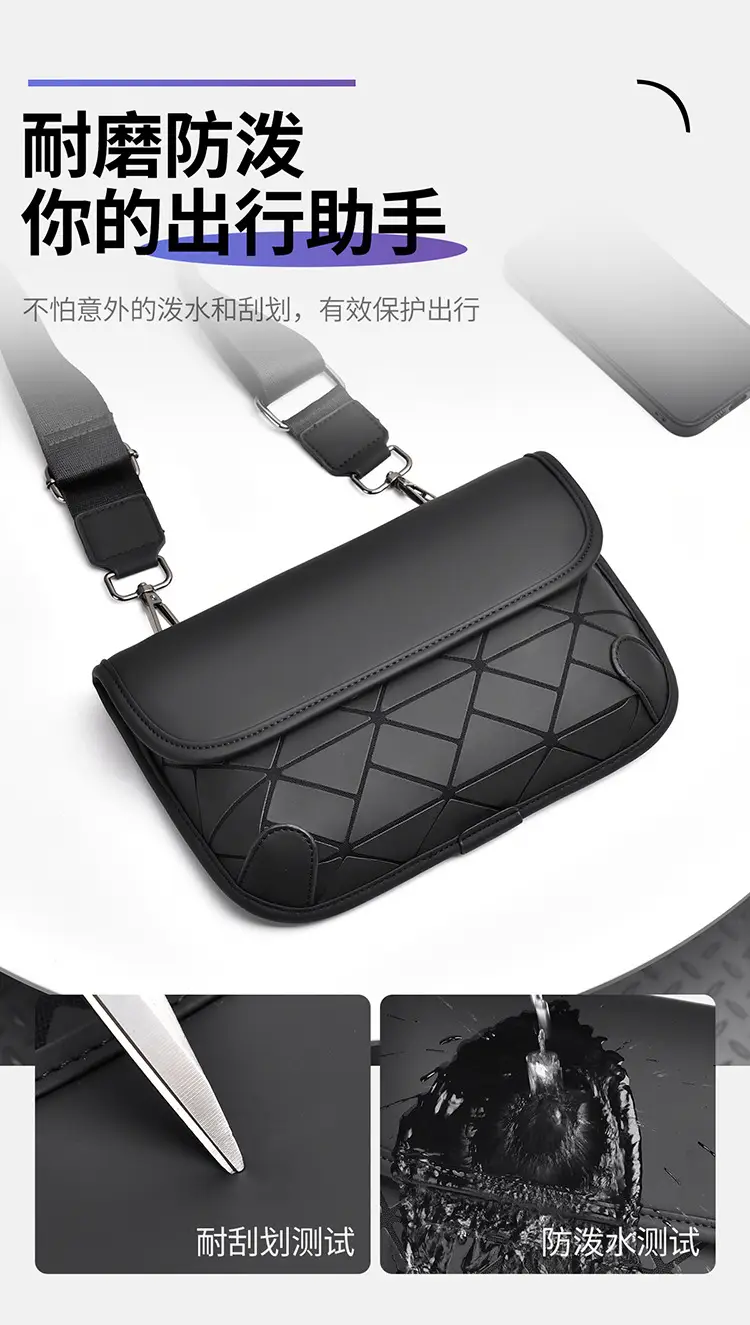 Men's Black Quilted Crossbody Bag Water-Repellent Business Commuting — feature 11