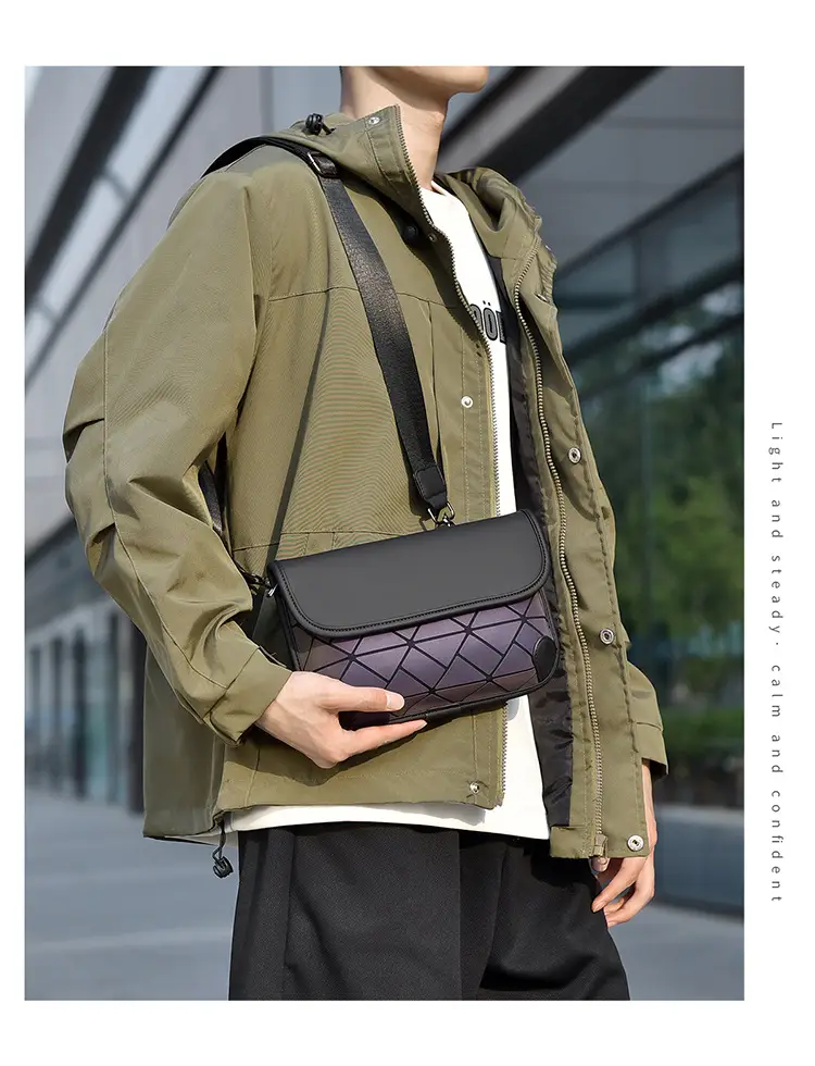 Men's Black Quilted Crossbody Bag Water-Repellent Business Commuting — feature 15