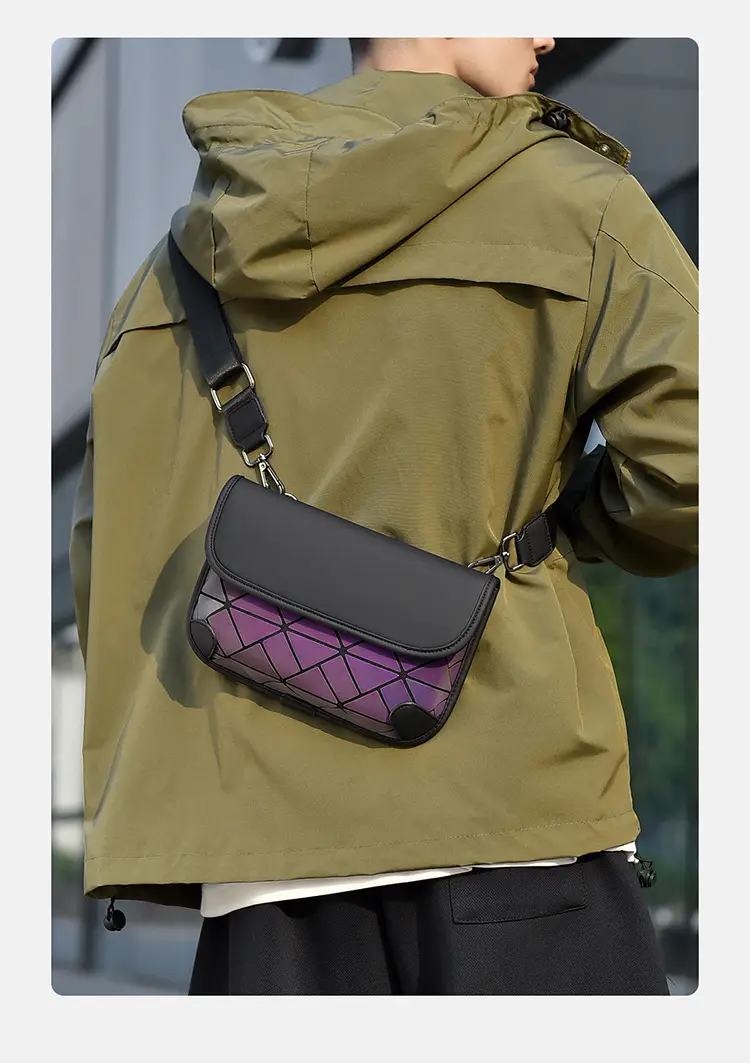 Men's Black Quilted Crossbody Bag Water-Repellent Business Commuting — feature 8
