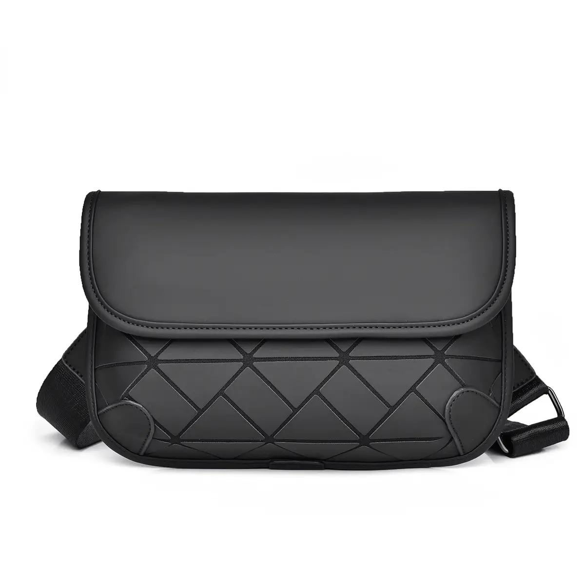Men's Black Quilted Crossbody Bag Water-Repellent Business Commuting - Image 2