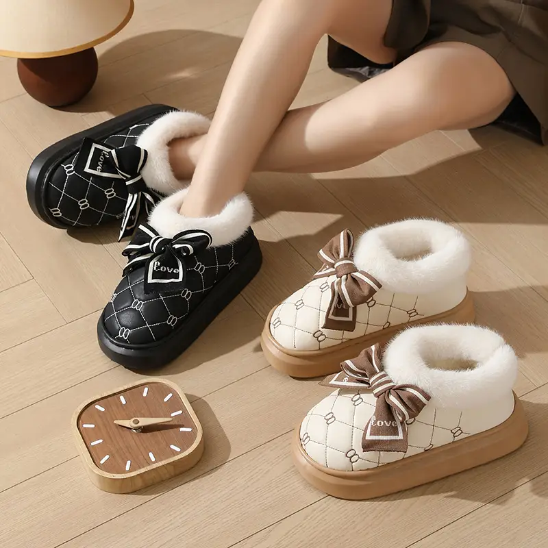 Women Waterproof Warm Fur Slippers Winter Indoor - Image 6
