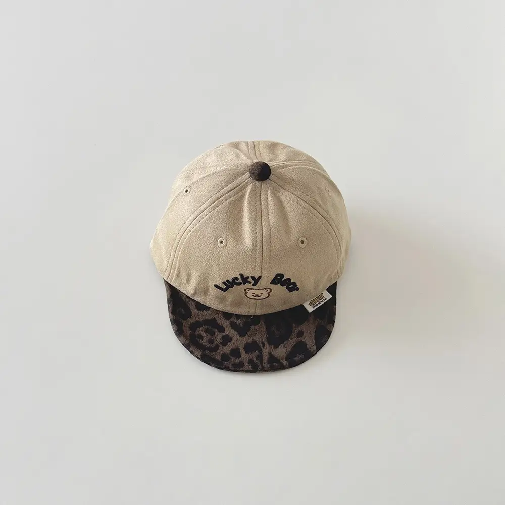 Yipan Kids Bear Leopard Print Cap Brown Autumn Winter - Image 2