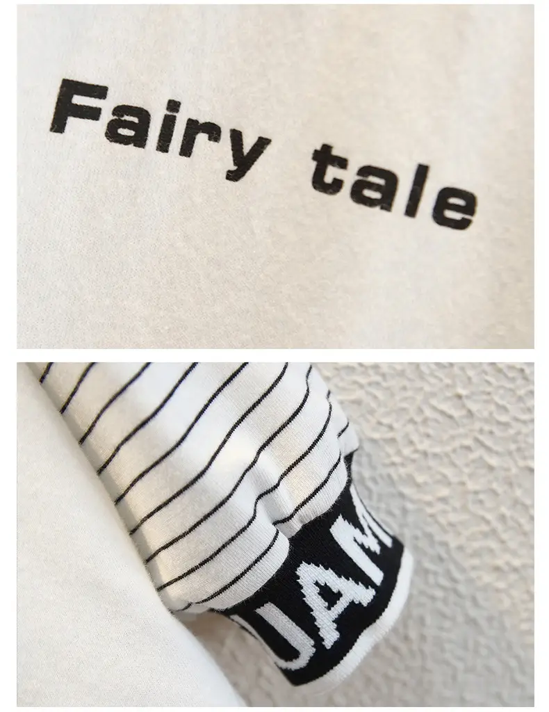 Boys' White Striped Long Sleeve T-Shirt with Black Sleeve Back — feature 10