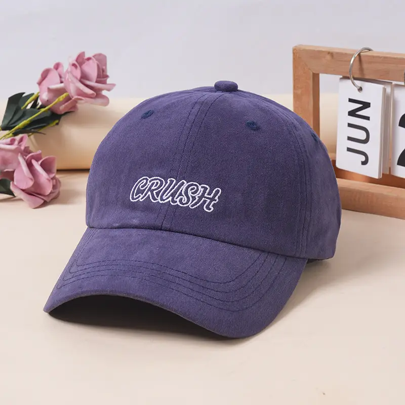 Korean Style Grey Baseball Cap with Letter Embroidery — feature 2