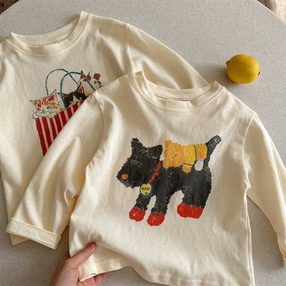 Children's Long Sleeve Cartoon T-Shirt Cream 2025 - Image 5