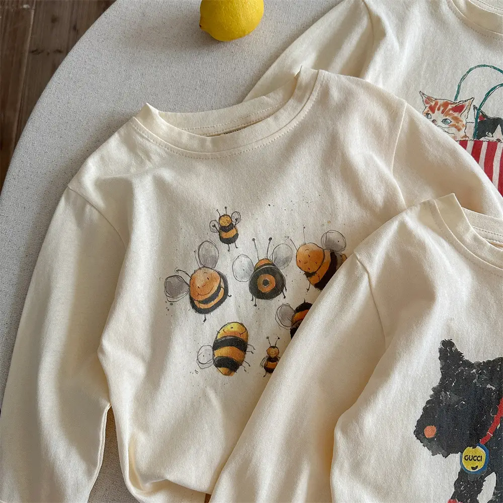 Children's Long Sleeve Cartoon T-Shirt Cream 2025 - Image 7