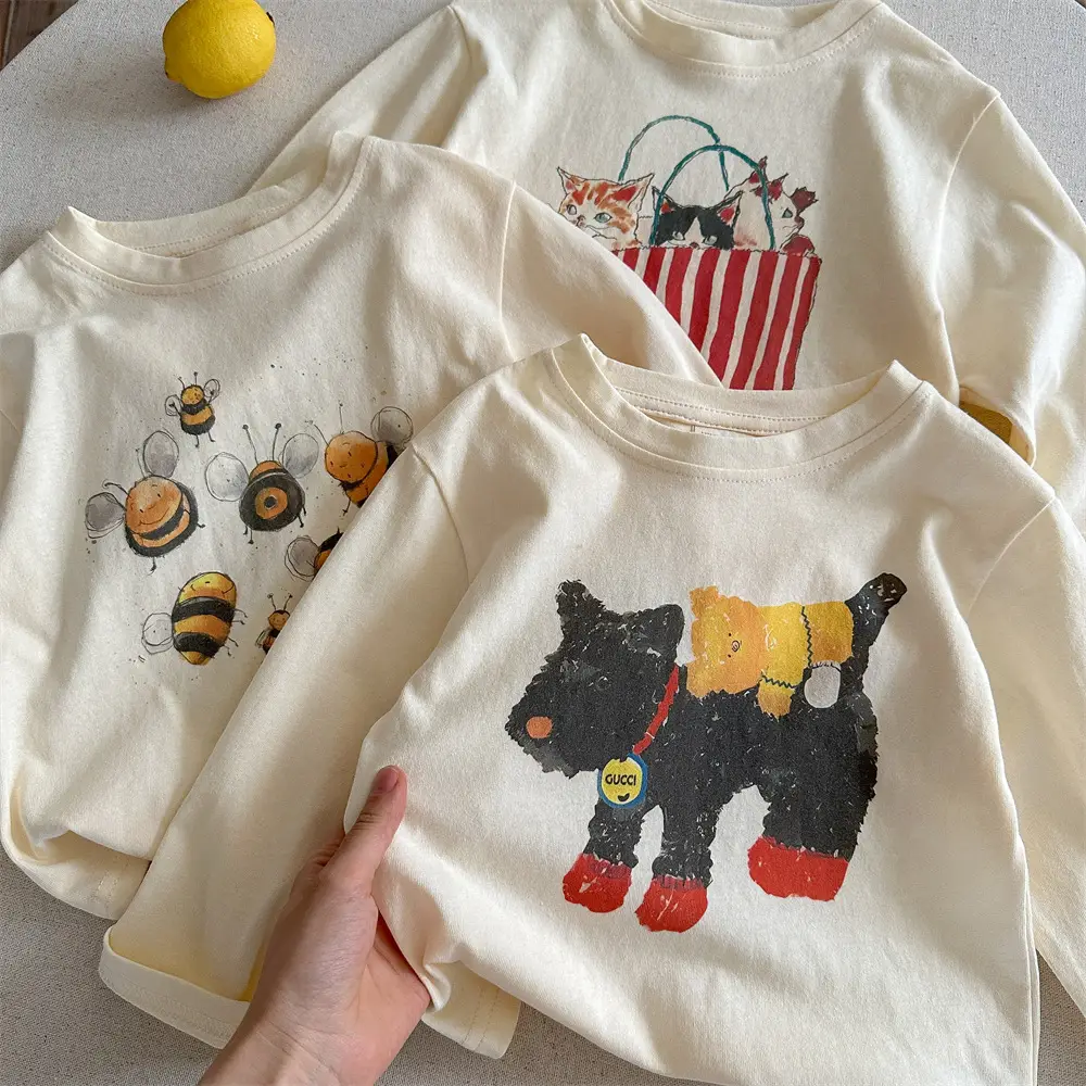 Children's Long Sleeve Cartoon T-Shirt Cream 2025 — feature 13