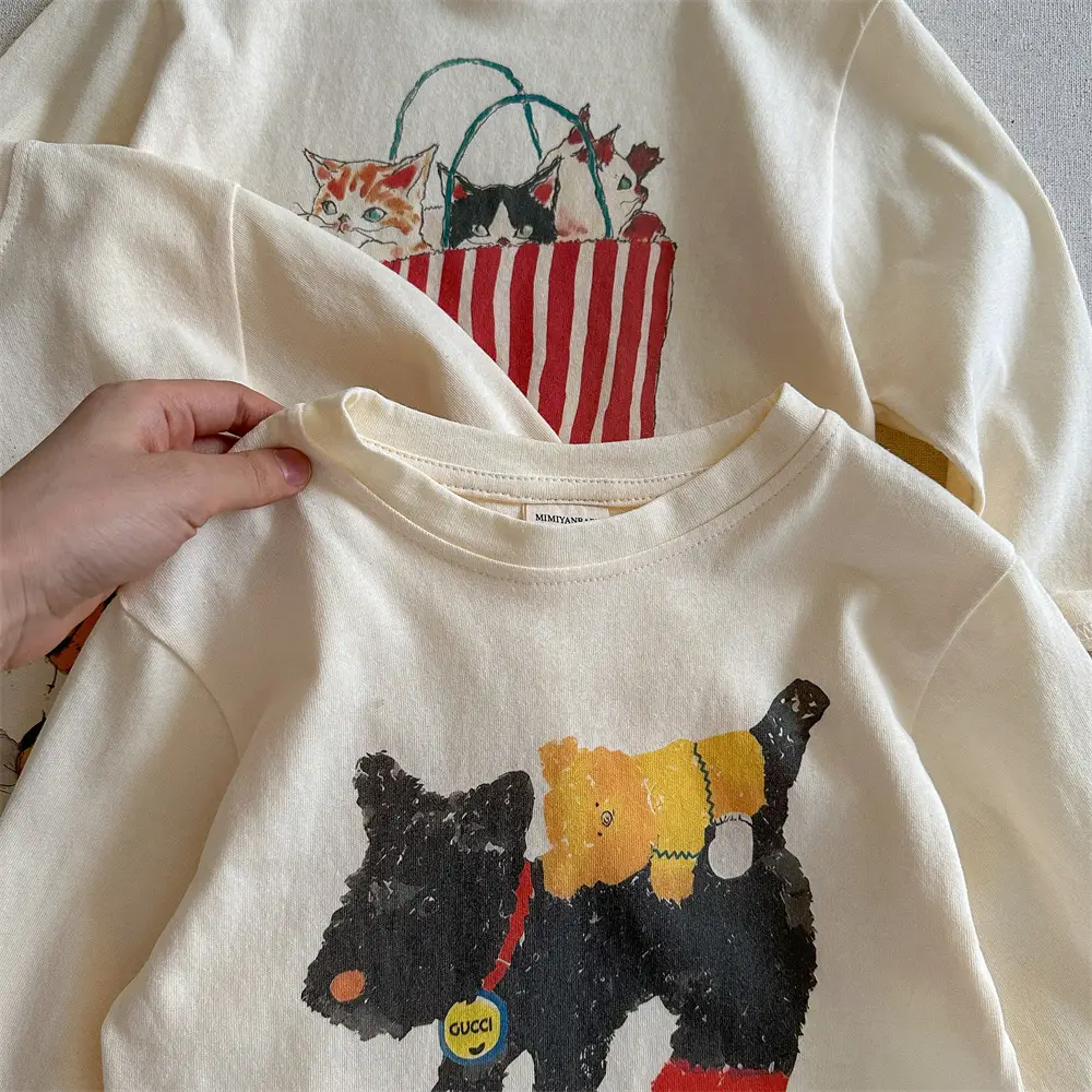 Children's Long Sleeve Cartoon T-Shirt Cream 2025 — feature 14